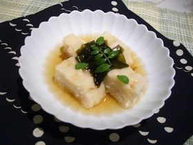 筍豆腐の若布あんかけ