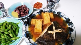 ヒラメ(カレイでも)と厚揚げの煮付け