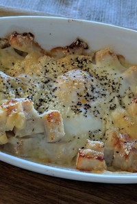 サラダチキンと卵の2種のチーズ焼き