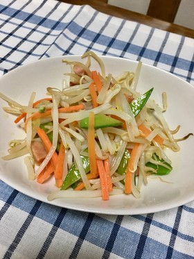 青じそドレッシング 節約モヤシ絹さや炒め