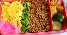 【女子中学生】三色そぼろ弁当【1】
