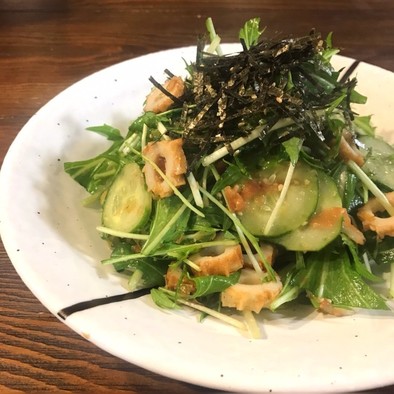 モリモリ食べる♡水菜のごまポン酢サラダの写真