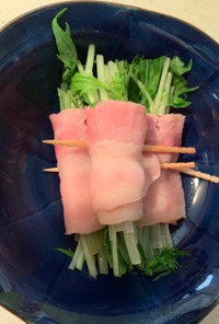 レンジで簡単☆水菜のベーコン巻き