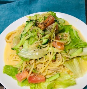 余り物サラダでメインを!ツナマヨパスタ
