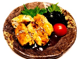 棒状長芋入り〜鶏挽肉のつくね甘辛餡掛け