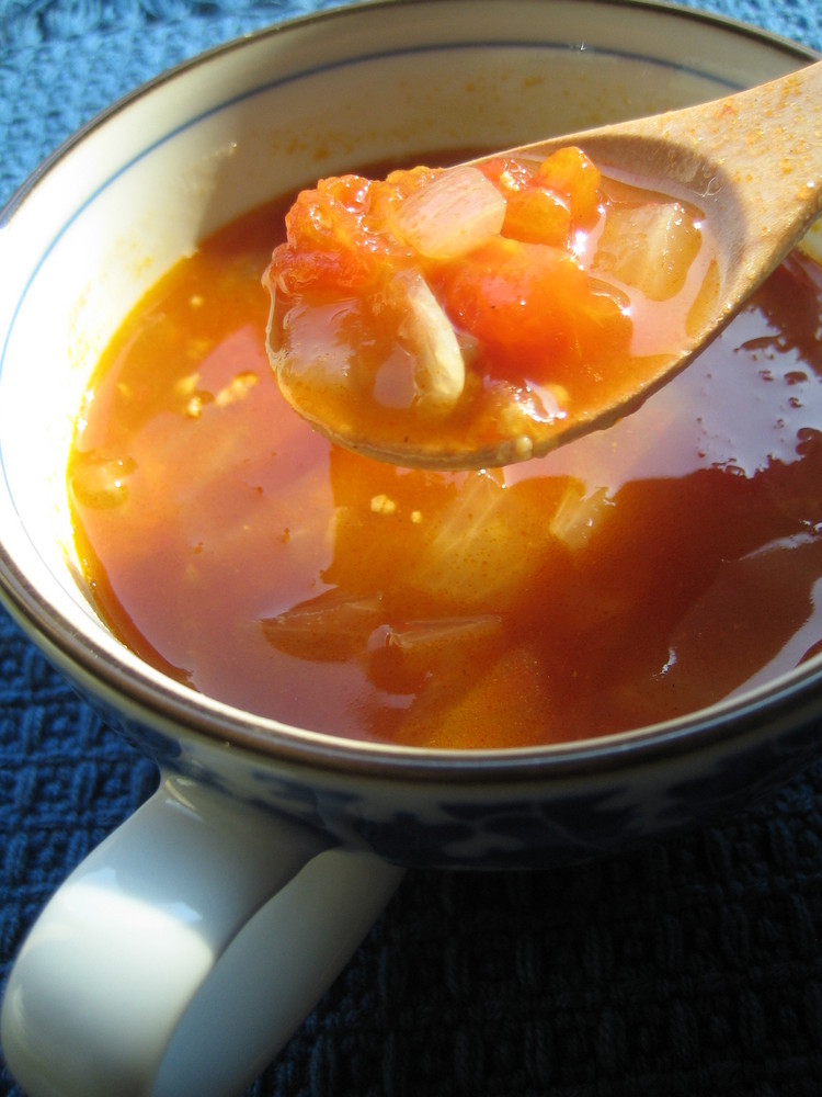 新玉ねぎと挽き肉のトマトカレースープの画像