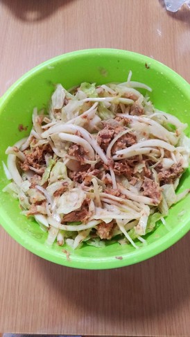 レタスと新玉ねぎと鯖缶のサラダ