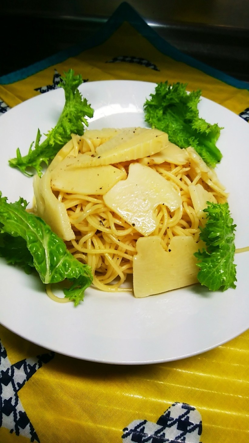 新竹の子のチーズパスタの画像
