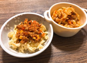 【離乳食】茄子のミートソースパスタ