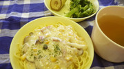 コーンクリームスパゲッティの写真