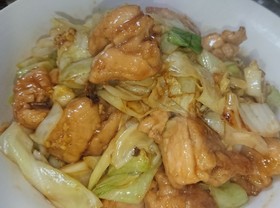 鶏肉とキャベツの旨味噌炒め