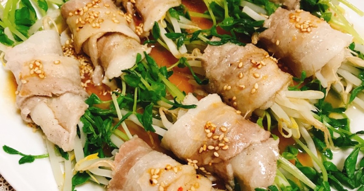 電子レンジで簡単☆豆苗もやしの豚バラ巻き by マカロン♡♡♡ 【クックパッド】 簡単おいしいみんなのレシピが352万品