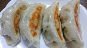 ホットプレートで焼くハイブリッド餃子