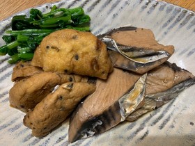 鰹とひろうすの煮物