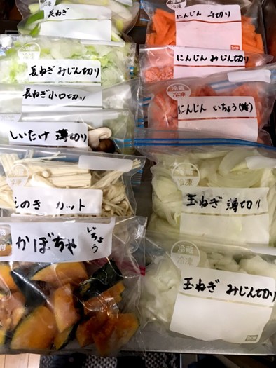 冷凍保存:カット野菜の写真
