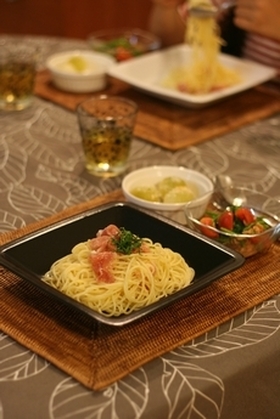夏に美味し♪ 生ハムと大葉の冷製パスタ