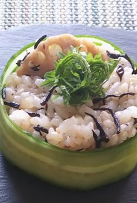 ひじき蓮根と玄米ご飯のサラダ風