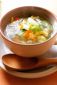 白菜とセロリの卵スープ