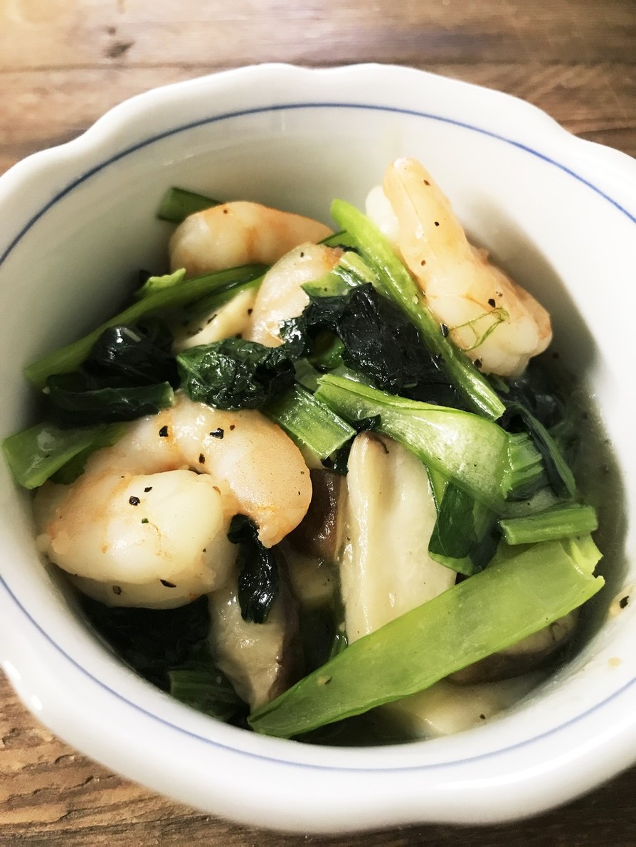 むき海老と小松菜の中華炒めの画像