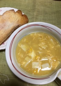 朝食に簡単☆蒲鉾入り卵コーンスープ