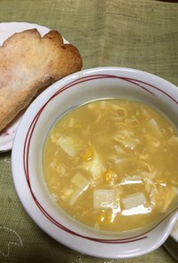 朝食に簡単☆蒲鉾入り卵コーンスープ