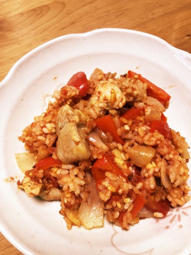 鶏とトマト缶で簡単！炊飯器カレーピラフの写真