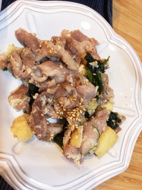 簡単!豚肉とほうれん草の塩麹炒め♡