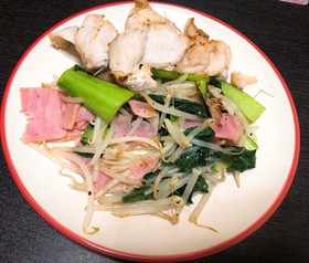 チンゲン菜ともやし炒め