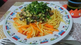 塩辛と漬物のパスタ