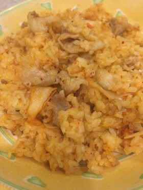豚バラキムチチャーハン♪パラパラ