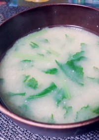 モミ菜のアゴ出汁白味噌汁