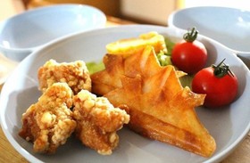 簡単!こどもの日プレート(春巻き兜)