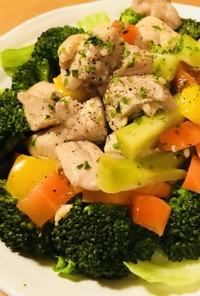 鶏肉と緑黄色野菜のあんかけ温サラダ