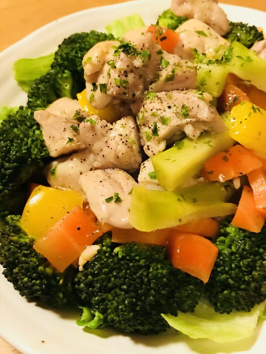 鶏肉と緑黄色野菜のあんかけ温サラダの画像