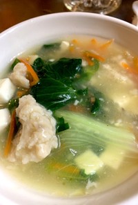 レタスと鶏牛蒡すり身のとろみ中華風スープ