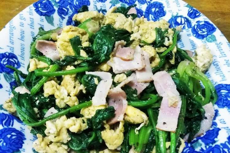 梨湖のポパイベーコンエッグ炒め レシピ 作り方 By 大浦梨湖 クックパッド 簡単おいしいみんなのレシピが358万品