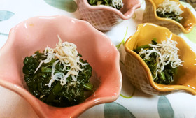 簡単【ほうれん草としらすの海苔つく和え】