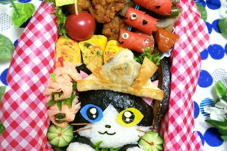 ハチワレ猫ちゃん 弁当 キャラ弁 レシピ 作り方 By にｬん吉 クックパッド 簡単おいしいみんなのレシピが350万品