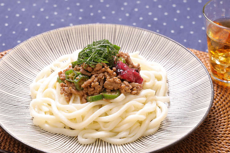 梅とオクラのさっぱり 冷やし肉味噌うどん レシピ 作り方 By Dグルメ クックパッド