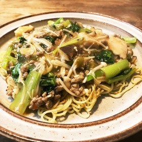 小松菜とえのきのあんかけ焼そば