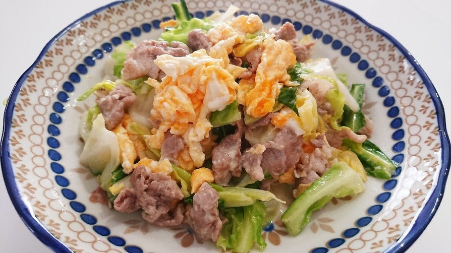春キャベツと豚肉と卵の中華マヨネーズ炒めの画像