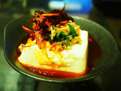 自家製食べるラー油豆腐の写真