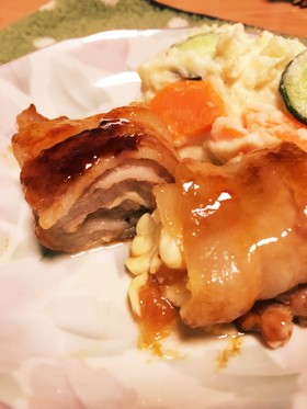 梅肉入❀チーズの豚ミルフィーユ巻