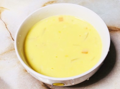 麹を使った豆乳米粉コーンスープの写真