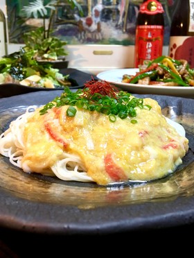 簡単アレンジ【海鮮カニ玉そうめん♡】