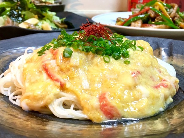 簡単アレンジ【海鮮カニ玉そうめん♡】