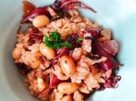 人気!蛍烏賊と大豆とひじきの炊き込みご飯