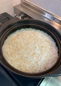 土鍋で米炊き