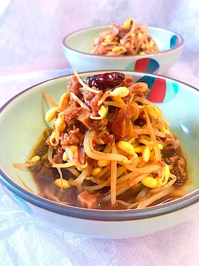 豆もやしのたけのこ肉味噌炒め