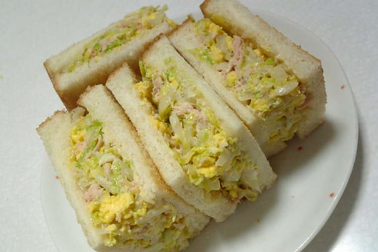 炒めキャベツと炒り卵のツナサンドイッチ レシピ 作り方 By おだじまん クックパッド 簡単おいしいみんなのレシピが354万品